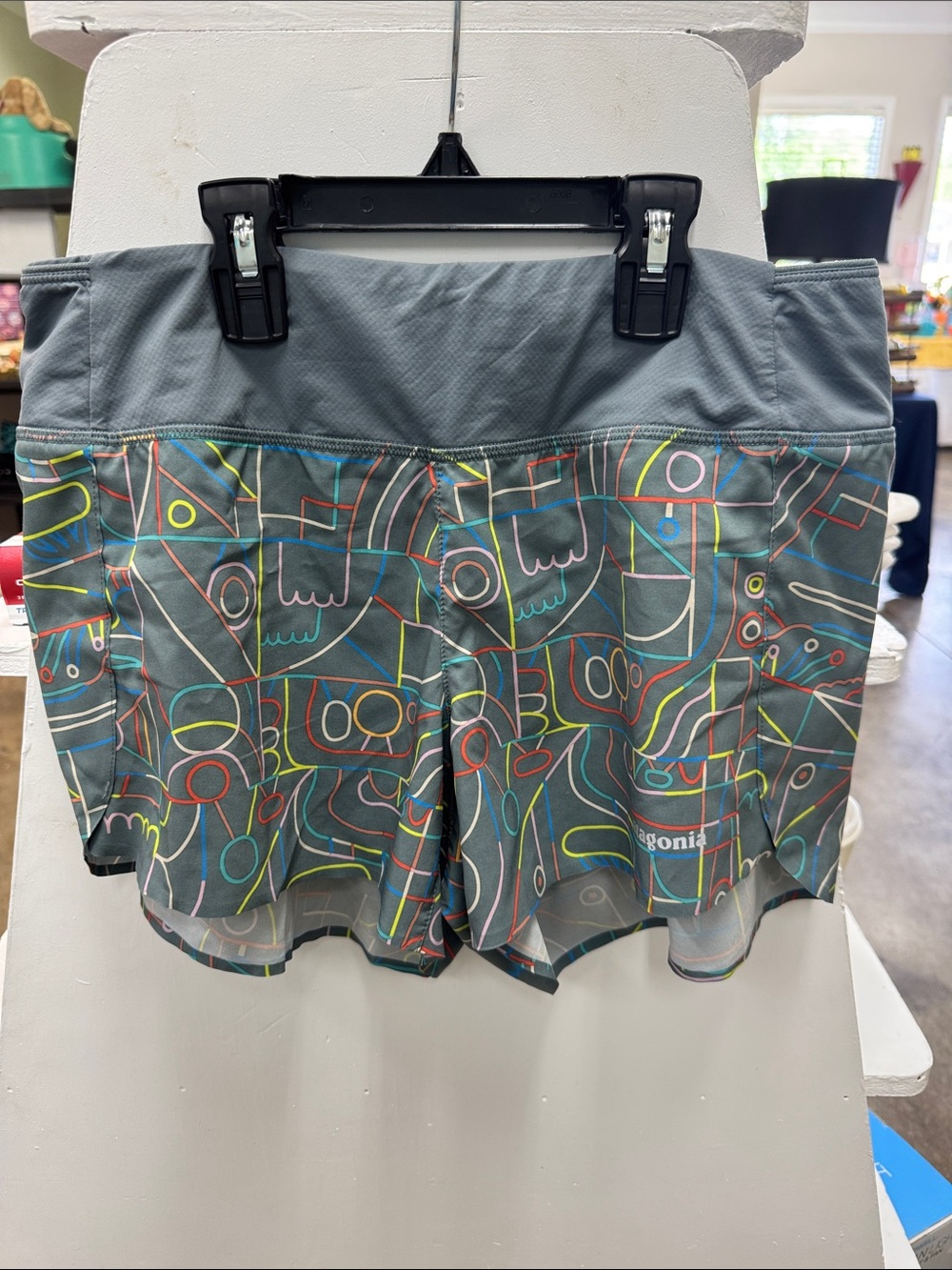 Patagonia Women's Gray Shorts with Multicolor Geometric Print